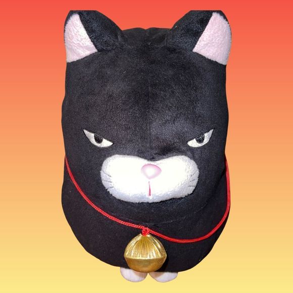 13" AMUSE Higemanju Kuromame Cranky Cat Neko Hige Manju Plush - Picture 1 of 5